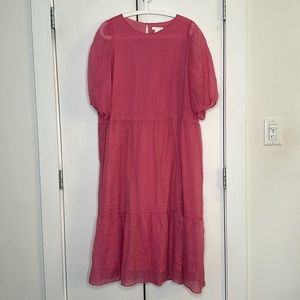 H&M Pink Midi Dress. Sheer Fabric Lined.